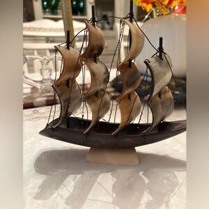 Small Vintage Horn Sailboat Ship Figurine